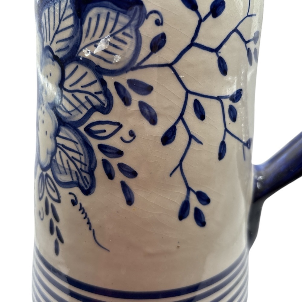 Blue & white Hand-Painted Sangria Portuguese Pottery Clay Terracotta Pitcher - Picture 11 of 11